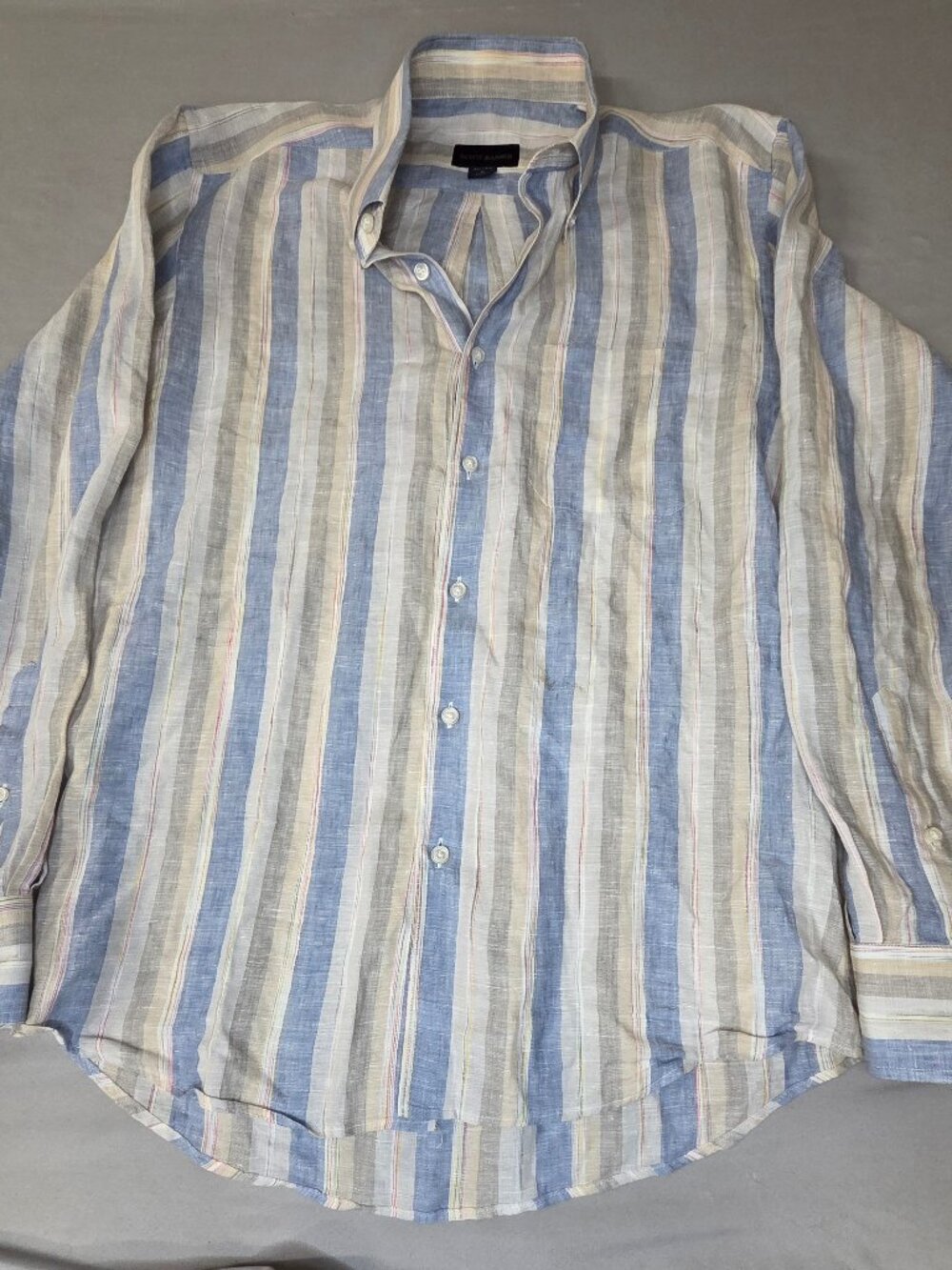 Scott Barber Linen Stripe Button-Down M Multicolor